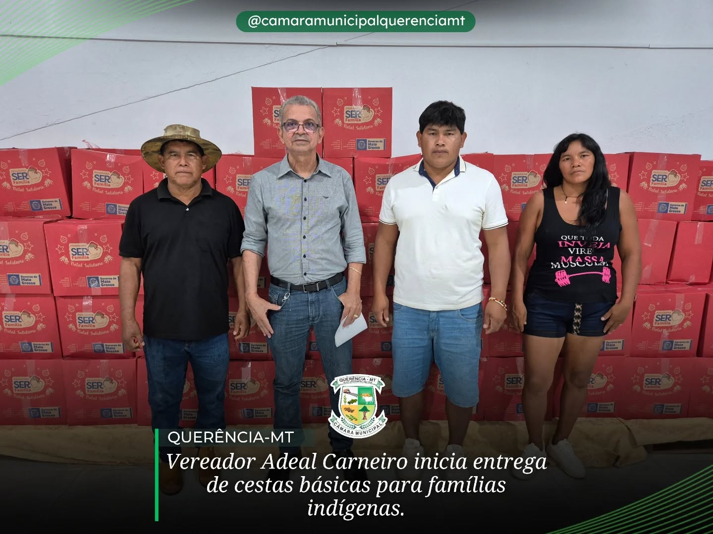 Vereador Adeal Carneiro inicia entrega de cestas básicas para famílias indígenas.